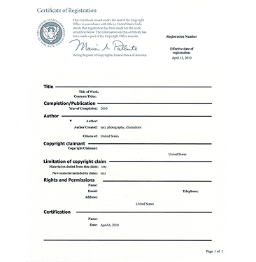 Свидетельство о регистрации в США